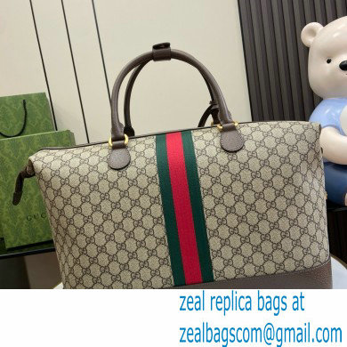 GUCCI SAVOY DUFFLE BAG IN BEIGE AND BROWN CANVAS 763295 2024