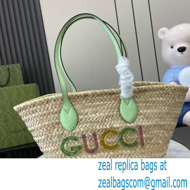 GUCCI Small straw tote with Gucci logo 779524 2024