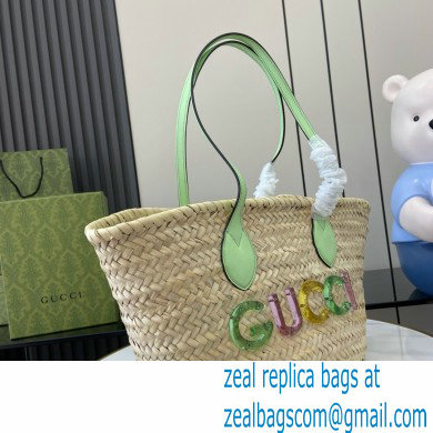 GUCCI Small straw tote with Gucci logo 779524 2024