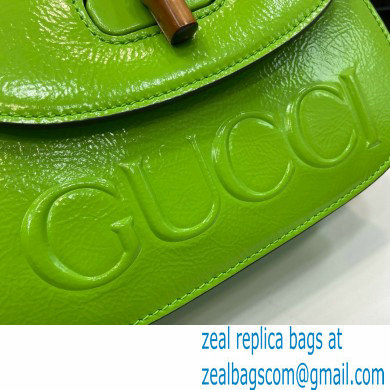 Gucci Bamboo 1947 Patent Leather Small bag with Embossed GUCCI Logo Green 675797 2024