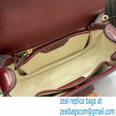 Gucci Bamboo 1947 Patent Leather Small bag with Embossed GUCCI Logo burgundy 675797 2024