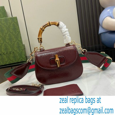 Gucci Bamboo 1947 mini top handle bag in patent leather 786482 burgundy 2024