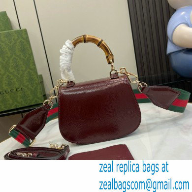 Gucci Bamboo 1947 mini top handle bag in patent leather 786482 burgundy 2024