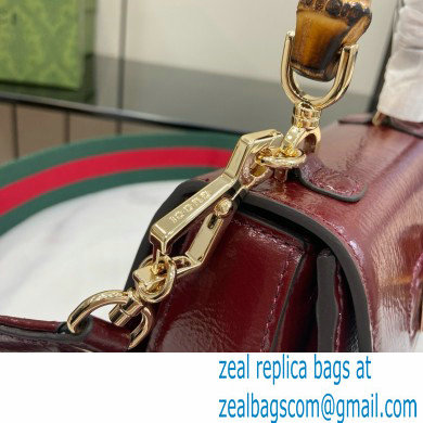 Gucci Bamboo 1947 mini top handle bag in patent leather 786482 burgundy 2024