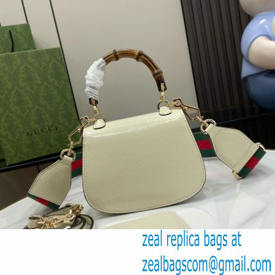 Gucci Bamboo 1947 mini top handle bag in patent leather 786482 white 2024