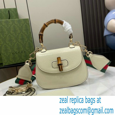 Gucci Bamboo 1947 mini top handle bag in patent leather 786482 white 2024