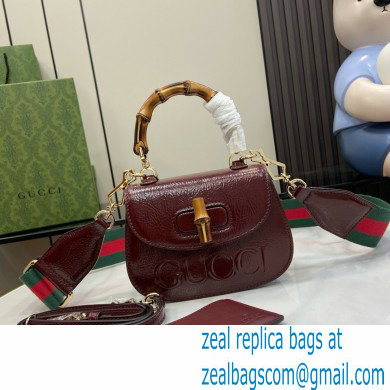 Gucci Bamboo 1947 mini top handle bag with Debossed Gucci logo 786482 burgundy 2024