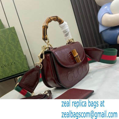 Gucci Bamboo 1947 mini top handle bag with Debossed Gucci logo 786482 burgundy 2024