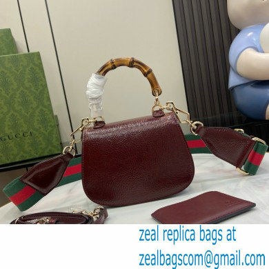 Gucci Bamboo 1947 mini top handle bag with Debossed Gucci logo 786482 burgundy 2024