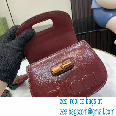 Gucci Bamboo 1947 mini top handle bag with Debossed Gucci logo 786482 burgundy 2024