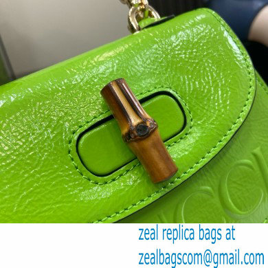 Gucci Bamboo 1947 mini top handle bag with Debossed Gucci logo 786482 green 2024