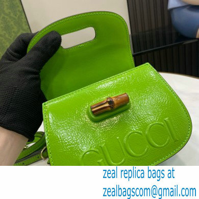 Gucci Bamboo 1947 mini top handle bag with Debossed Gucci logo 786482 green 2024