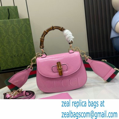 Gucci Bamboo 1947 mini top handle bag with Debossed Gucci logo 786482 pink 2024