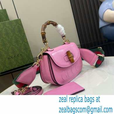 Gucci Bamboo 1947 mini top handle bag with Debossed Gucci logo 786482 pink 2024