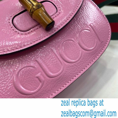 Gucci Bamboo 1947 mini top handle bag with Debossed Gucci logo 786482 pink 2024