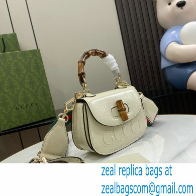 Gucci Bamboo 1947 mini top handle bag with Debossed Gucci logo 786482 white 2024