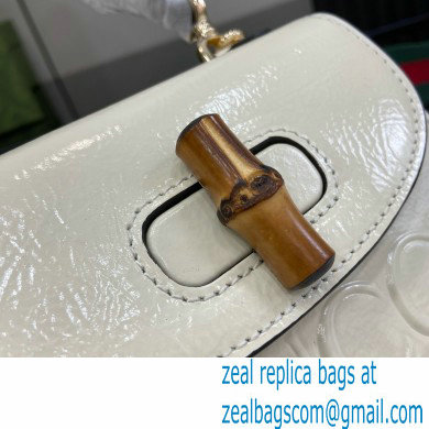 Gucci Bamboo 1947 mini top handle bag with Debossed Gucci logo 786482 white 2024