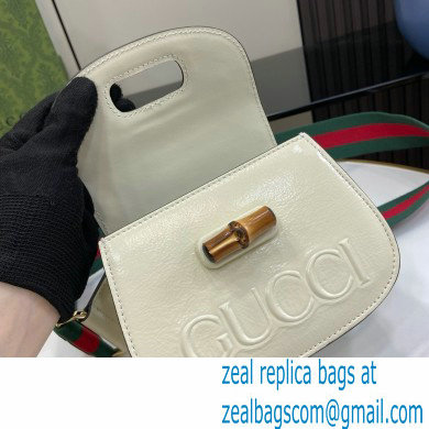 Gucci Bamboo 1947 mini top handle bag with Debossed Gucci logo 786482 white 2024