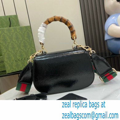 Gucci Bamboo 1947 small top handle bag in patent leather black 2024