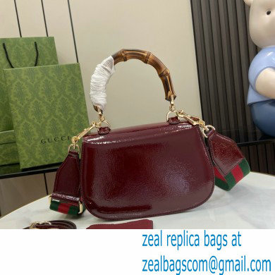 Gucci Bamboo 1947 small top handle bag in patent leather burgundy 2024