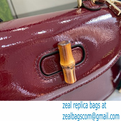 Gucci Bamboo 1947 small top handle bag in patent leather burgundy 2024