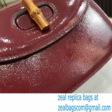 Gucci Bamboo 1947 small top handle bag in patent leather burgundy 2024