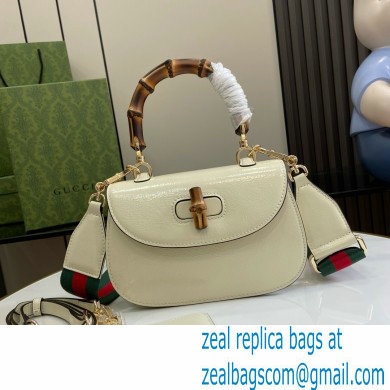 Gucci Bamboo 1947 small top handle bag in patent leather white 2024