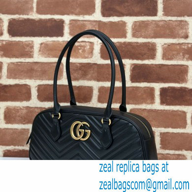 Gucci GG Marmont medium top handle bag 795218 matelasse chevron leather Black 2024