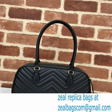 Gucci GG Marmont medium top handle bag 795218 matelasse chevron leather Black 2024