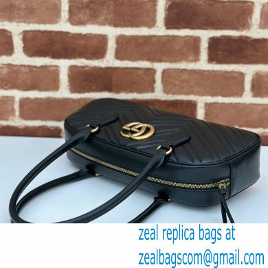 Gucci GG Marmont medium top handle bag 795218 matelasse chevron leather Black 2024