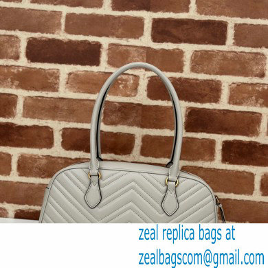 Gucci GG Marmont medium top handle bag 795218 matelasse chevron leather Light Gray 2024