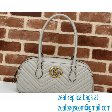 Gucci GG Marmont medium top handle bag 795218 matelasse chevron leather Light Gray 2024