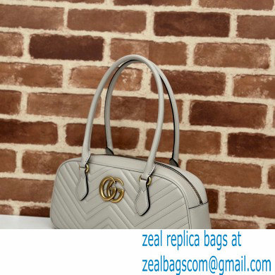 Gucci GG Marmont medium top handle bag 795218 matelasse chevron leather Light Gray 2024