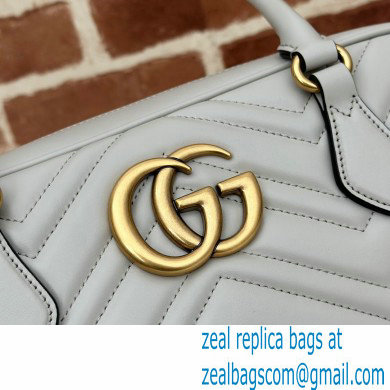 Gucci GG Marmont medium top handle bag 795218 matelasse chevron leather Light Gray 2024