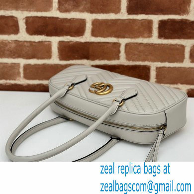 Gucci GG Marmont medium top handle bag 795218 matelasse chevron leather Light Gray 2024