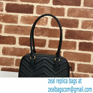 Gucci GG Marmont small top handle bag 795199 matelasse chevron leather Black 2024