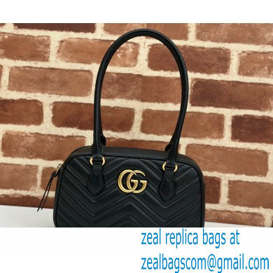 Gucci GG Marmont small top handle bag 795199 matelasse chevron leather Black 2024