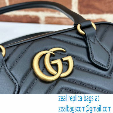 Gucci GG Marmont small top handle bag 795199 matelasse chevron leather Black 2024