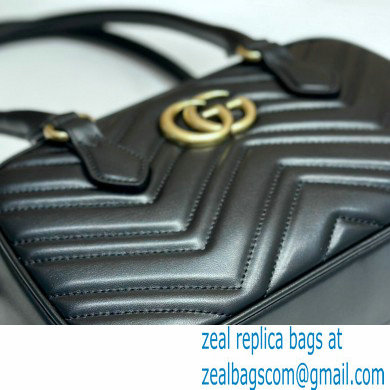 Gucci GG Marmont small top handle bag 795199 matelasse chevron leather Black 2024