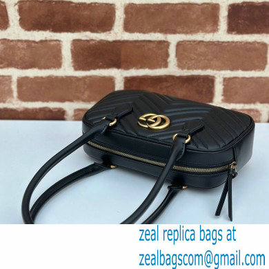 Gucci GG Marmont small top handle bag 795199 matelasse chevron leather Black 2024