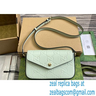 Gucci GG super mini shoulder bag 772794 leather Light Green 2024