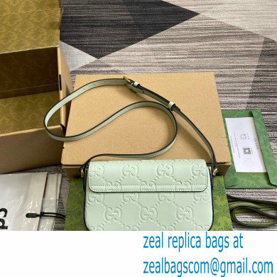 Gucci GG super mini shoulder bag 772794 leather Light Green 2024