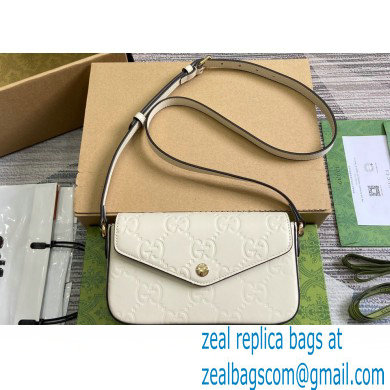 Gucci GG super mini shoulder bag 772794 leather White 2024