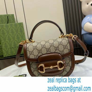 Gucci Horsebit 1955 mini top handle bag IN Beige and ebony GG Supreme canvas 781387 2024