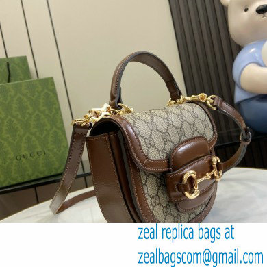 Gucci Horsebit 1955 mini top handle bag IN Beige and ebony GG Supreme canvas 781387 2024