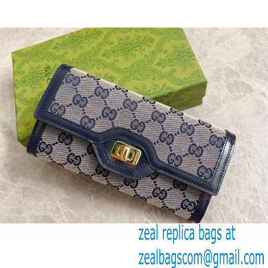 Gucci Luce continental wallet IN Beige and BLUE Original GG canvas 790034 2024