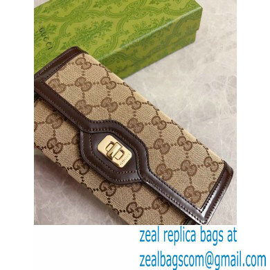 Gucci Luce continental wallet IN Beige and ebony Original GG canvas 790034 2024