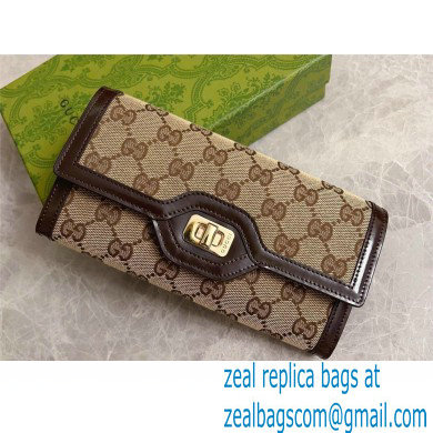 Gucci Luce continental wallet IN Beige and ebony Original GG canvas 790034 2024