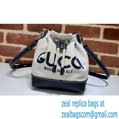 Gucci Mini shoulder bag with Gucci print 777166 in Beige/Blue cotton linen canvas 2024