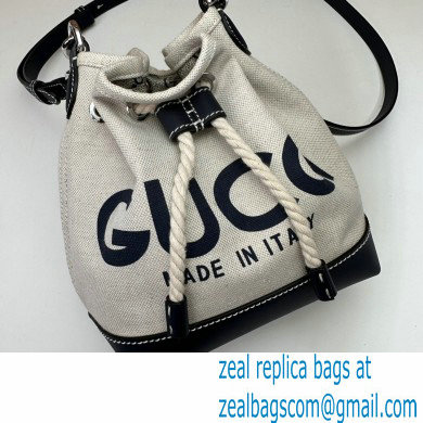 Gucci Mini shoulder bag with Gucci print 777166 in Beige/Blue cotton linen canvas 2024